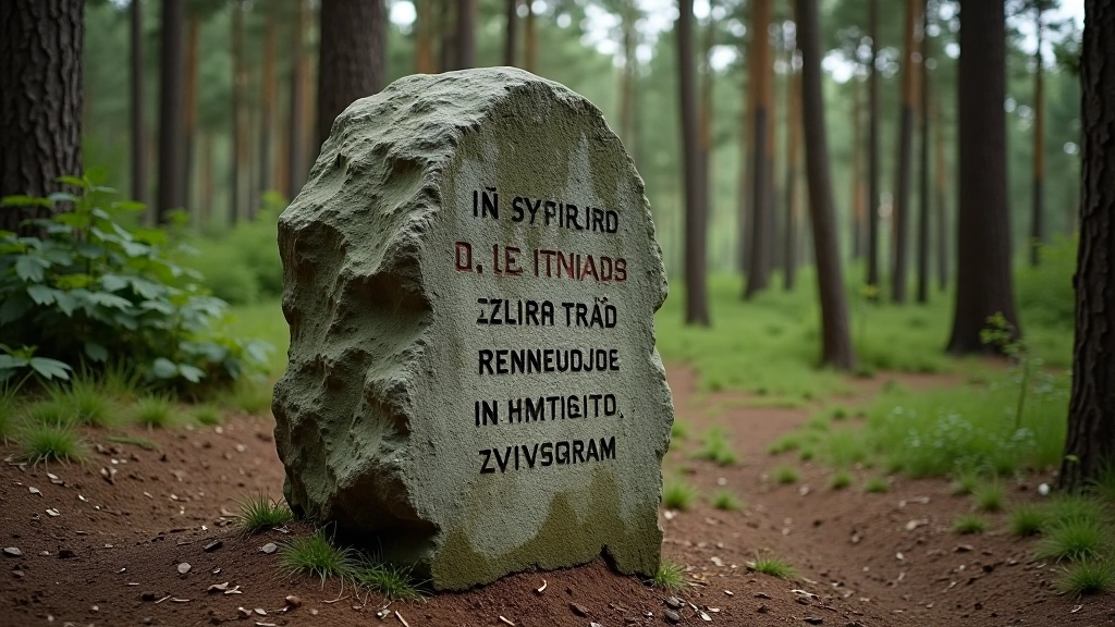 Vēsturiska piejūras ceļa marķējums ar kaļķainu akmeni un meža ainavu